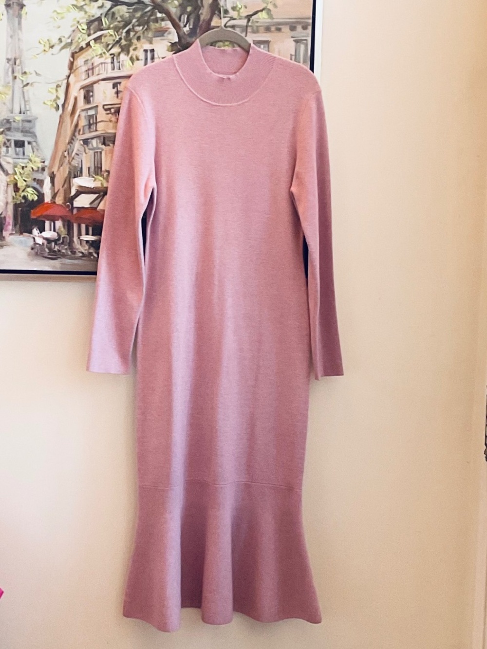 Brian Bailey Mock Neck Flounce Hem Knit Dress - NEW